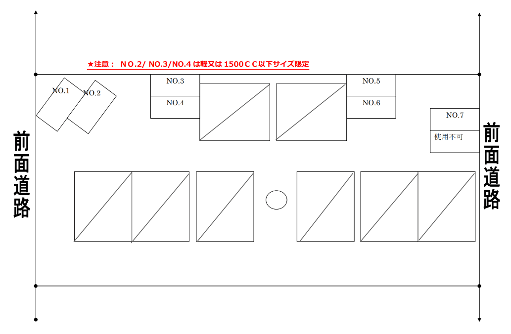 パティオ南古谷月極敷地内駐車場の駐車配置図