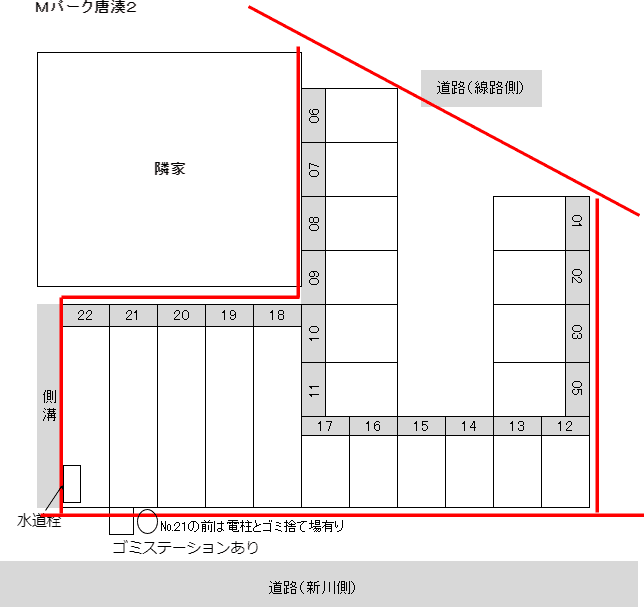 Ｍパーク唐湊２の駐車配置図