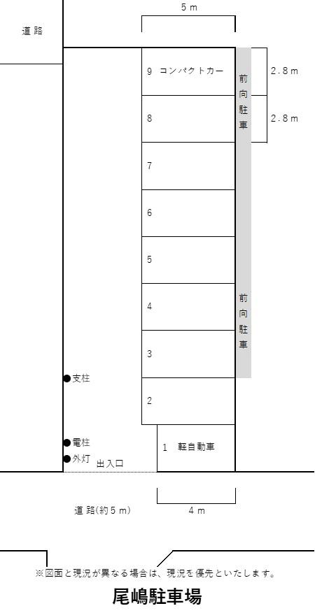 尾嶋駐車場の駐車配置図