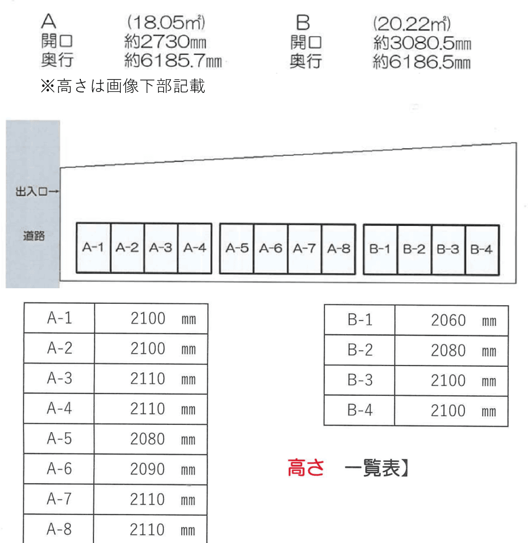 東海ピースガレージⅡの駐車配置図