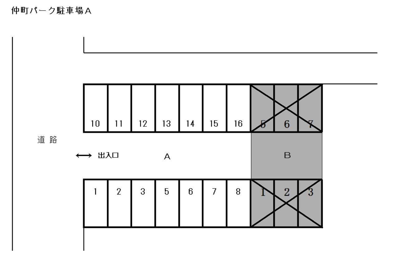 仲町パーク駐車場Ａの駐車配置図