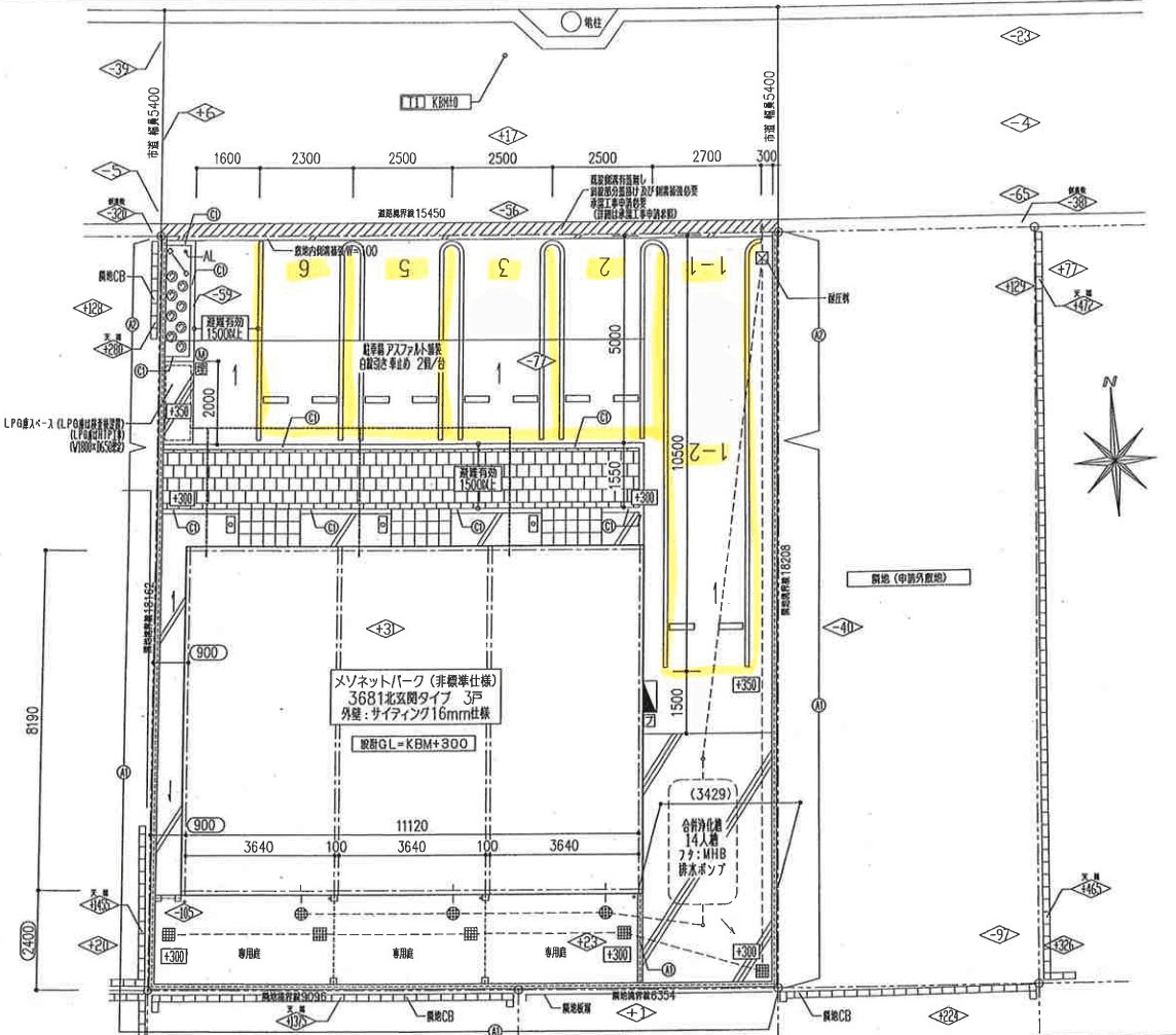 メゾネットパーク稲葉の駐車配置図