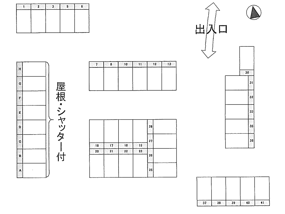 北春日ガレージの駐車配置図