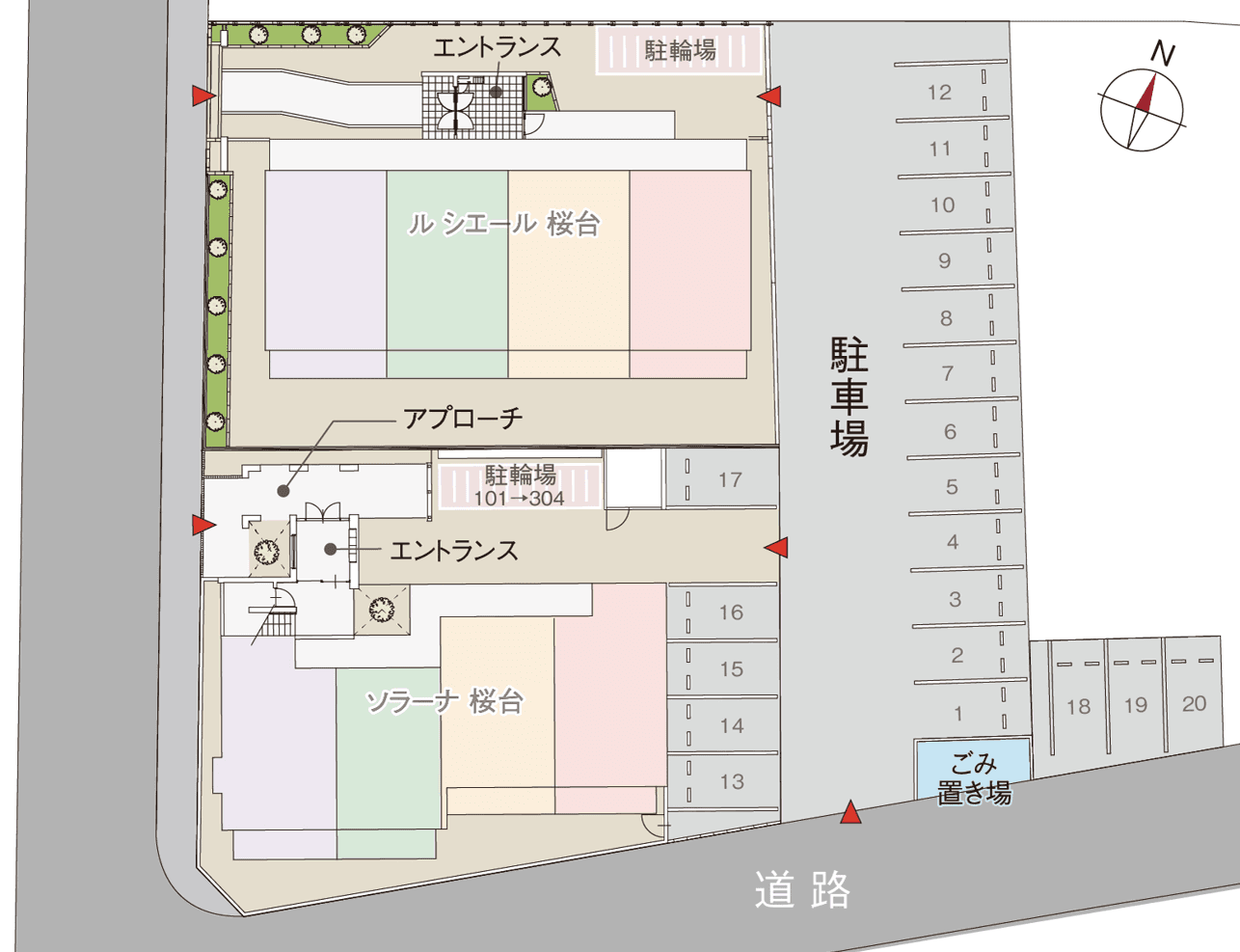 ソラーナ桜台の駐車配置図