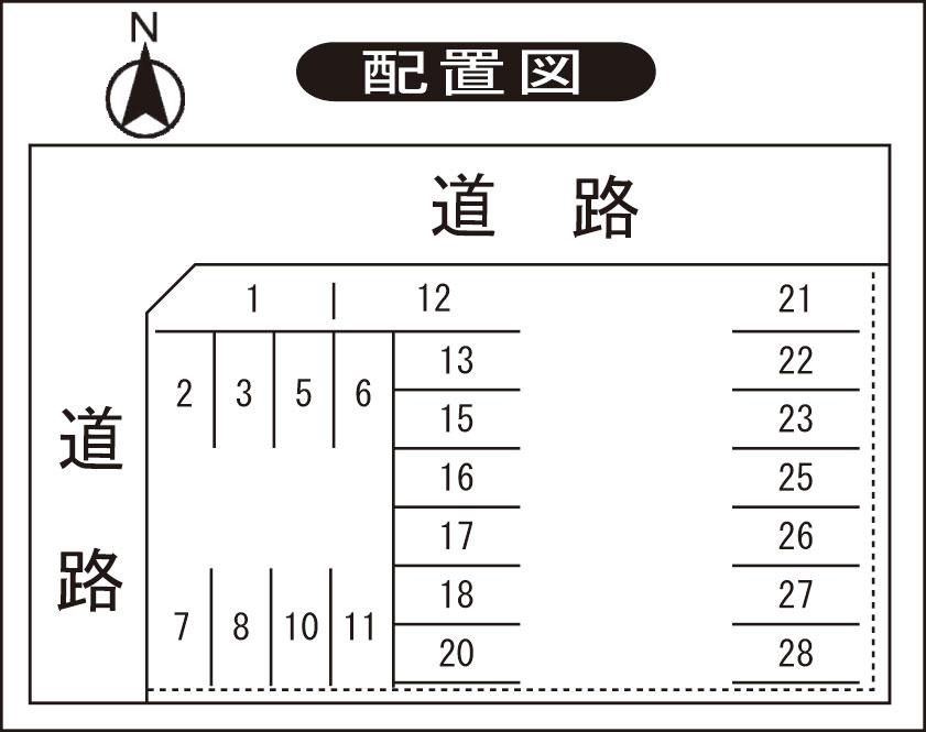町屋パーキングの駐車配置図