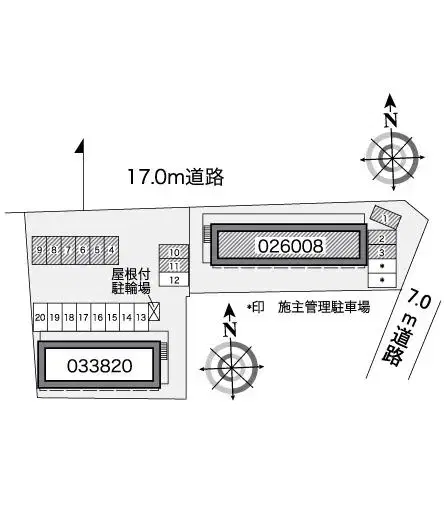 グランシャリオ(26008)　敷地外駐車場②の駐車配置図