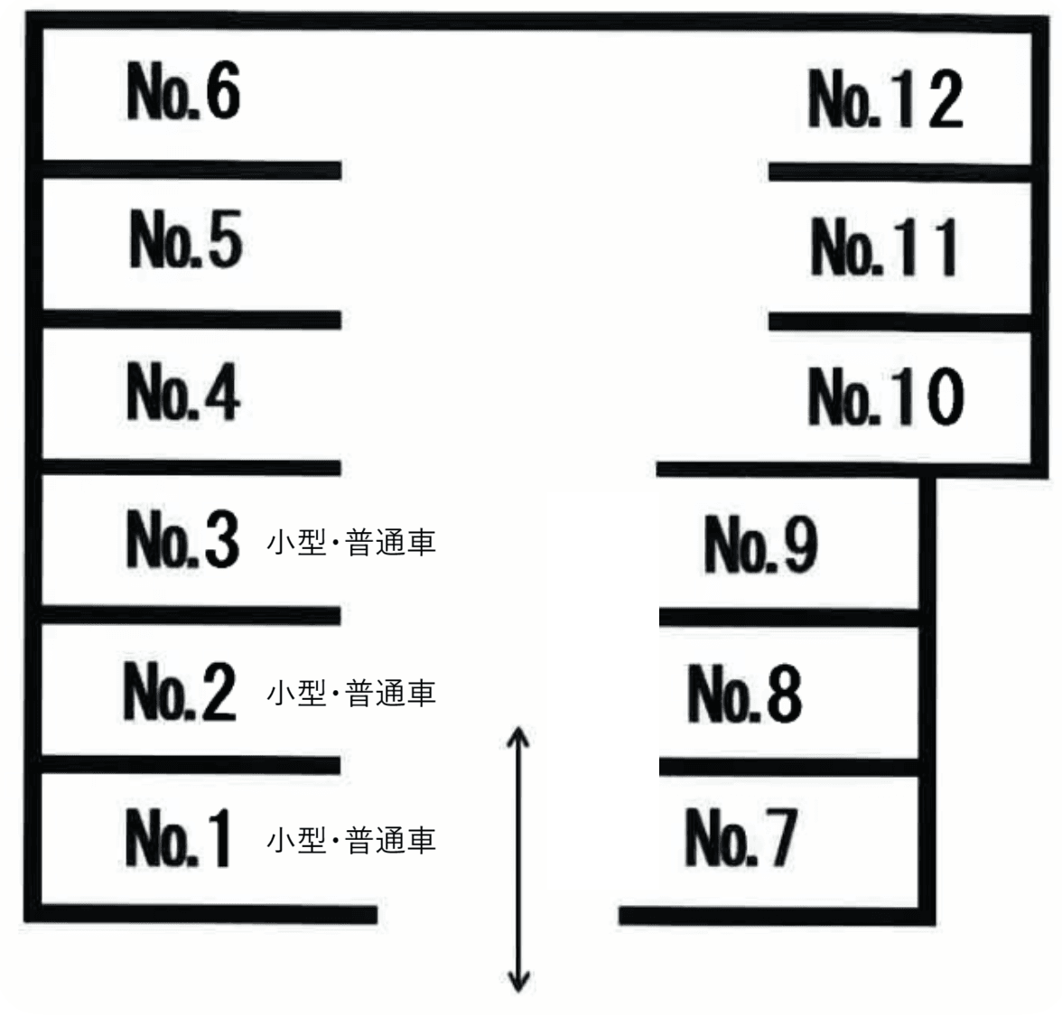 北第一駐車場の駐車配置図