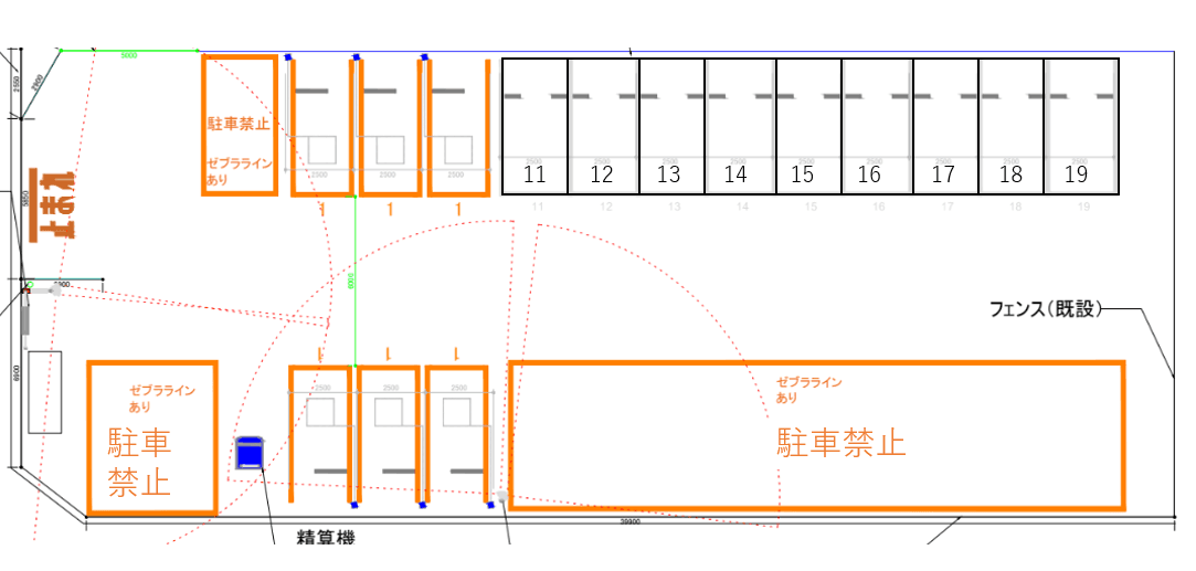粕壁八木崎駐車場の駐車配置図