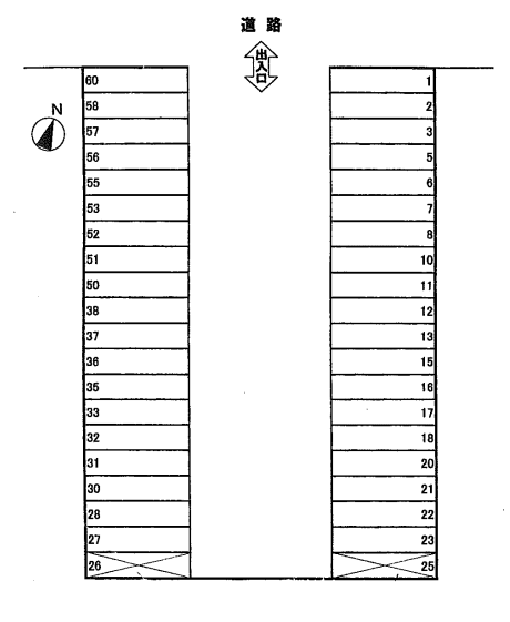 服部パーキングの駐車配置図