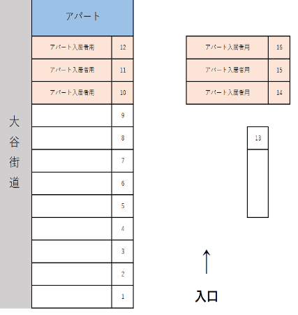 セレッソアベニーダ駐車場の駐車配置図