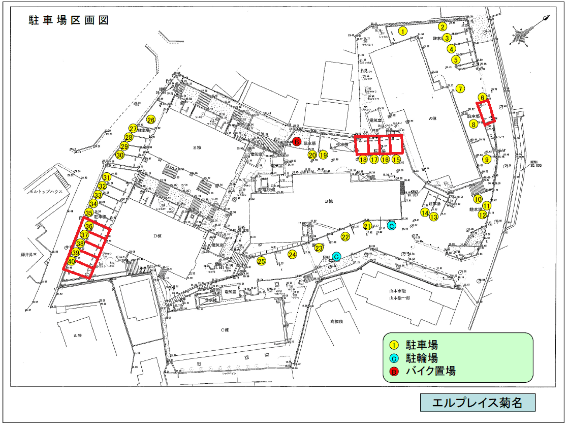 FKエルプレイス菊名駐車場の駐車配置図