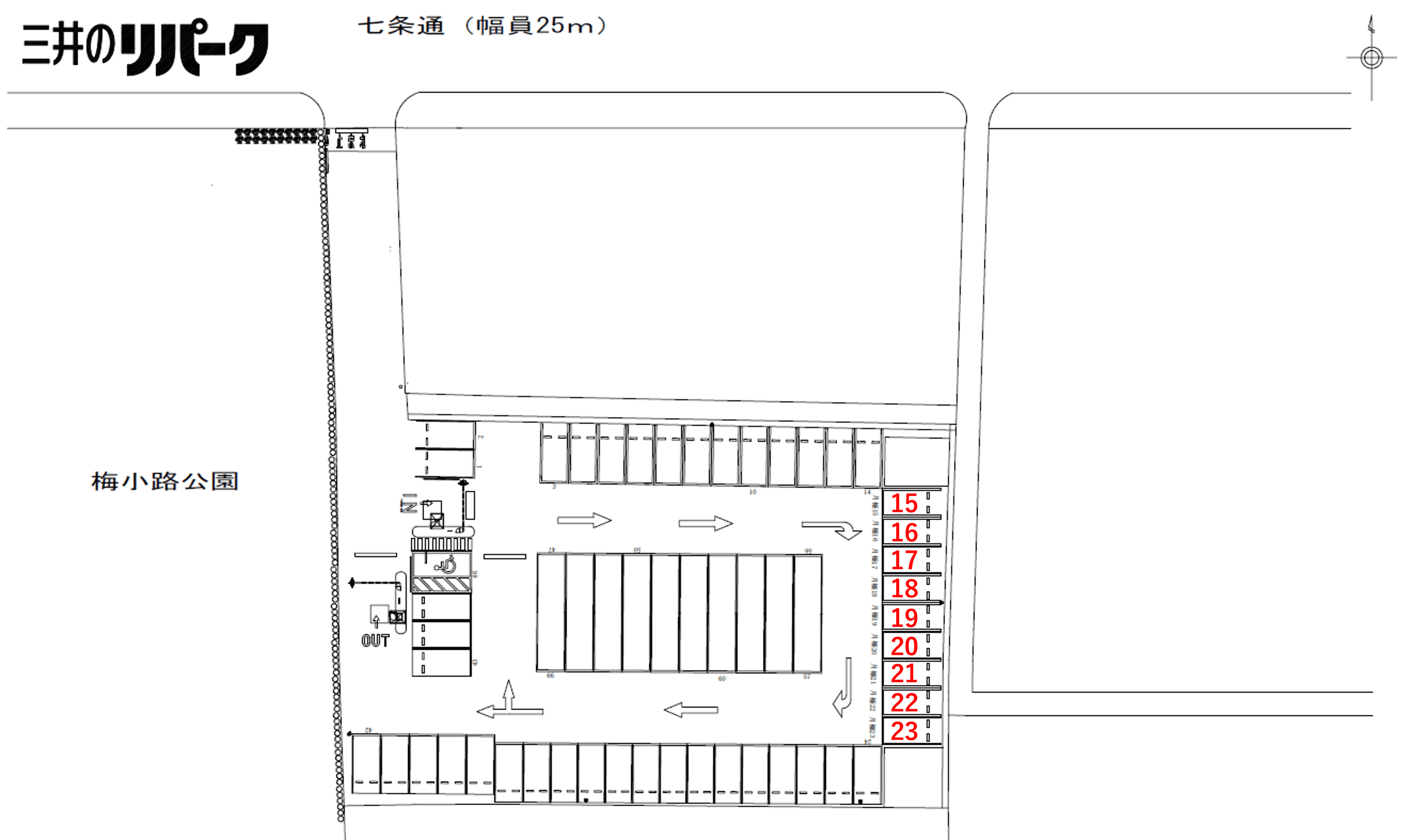 梅小路公園東の駐車配置図