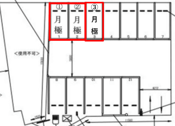 比叡山坂本駅前第３の駐車配置図