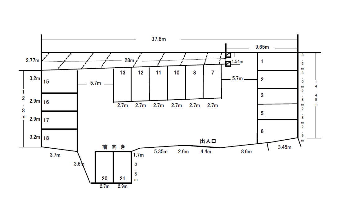 M-2駐車場の駐車配置図