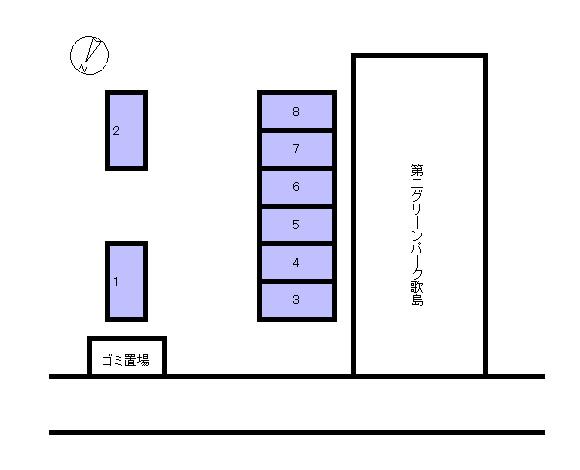 第2グリーンパーク歌島の駐車配置図