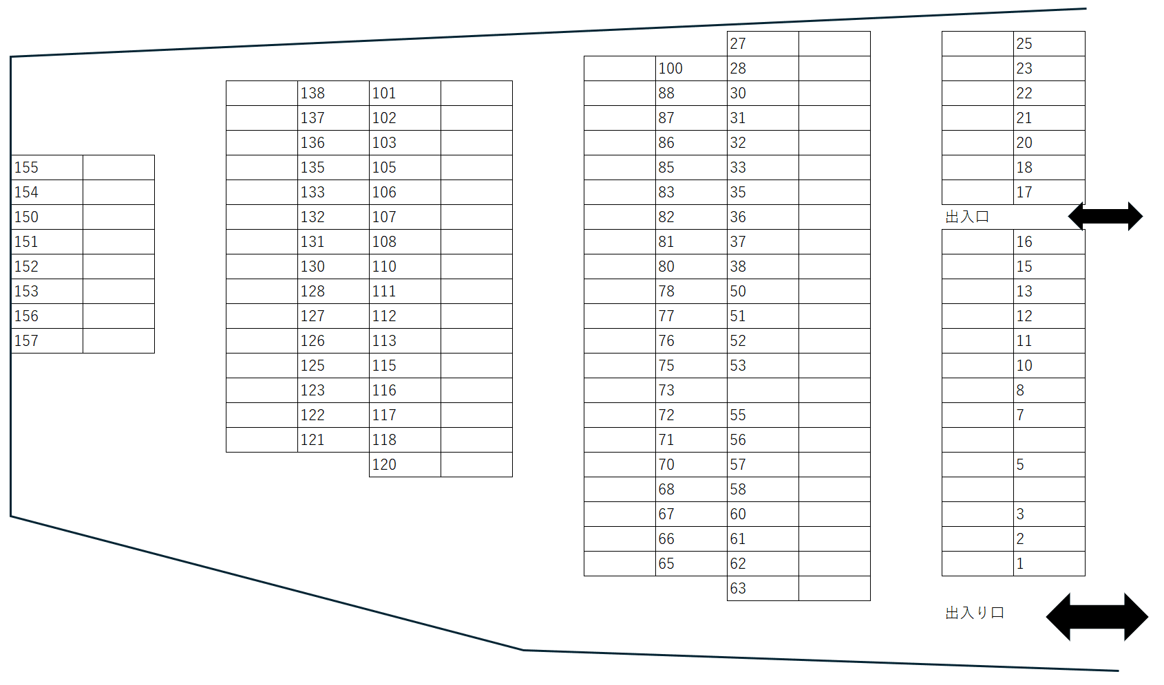 繁田本店駐車場の駐車配置図