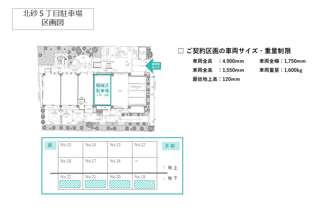 北砂５丁目駐車場の駐車配置図