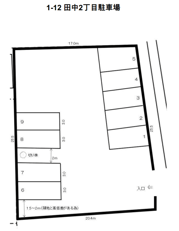 1-12田中2丁目駐車場の駐車配置図