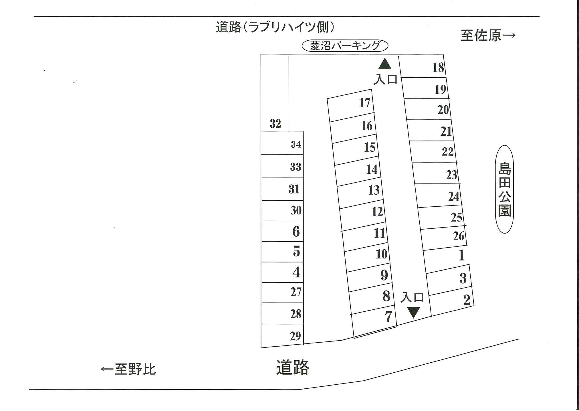菱沼パーキングの駐車配置図