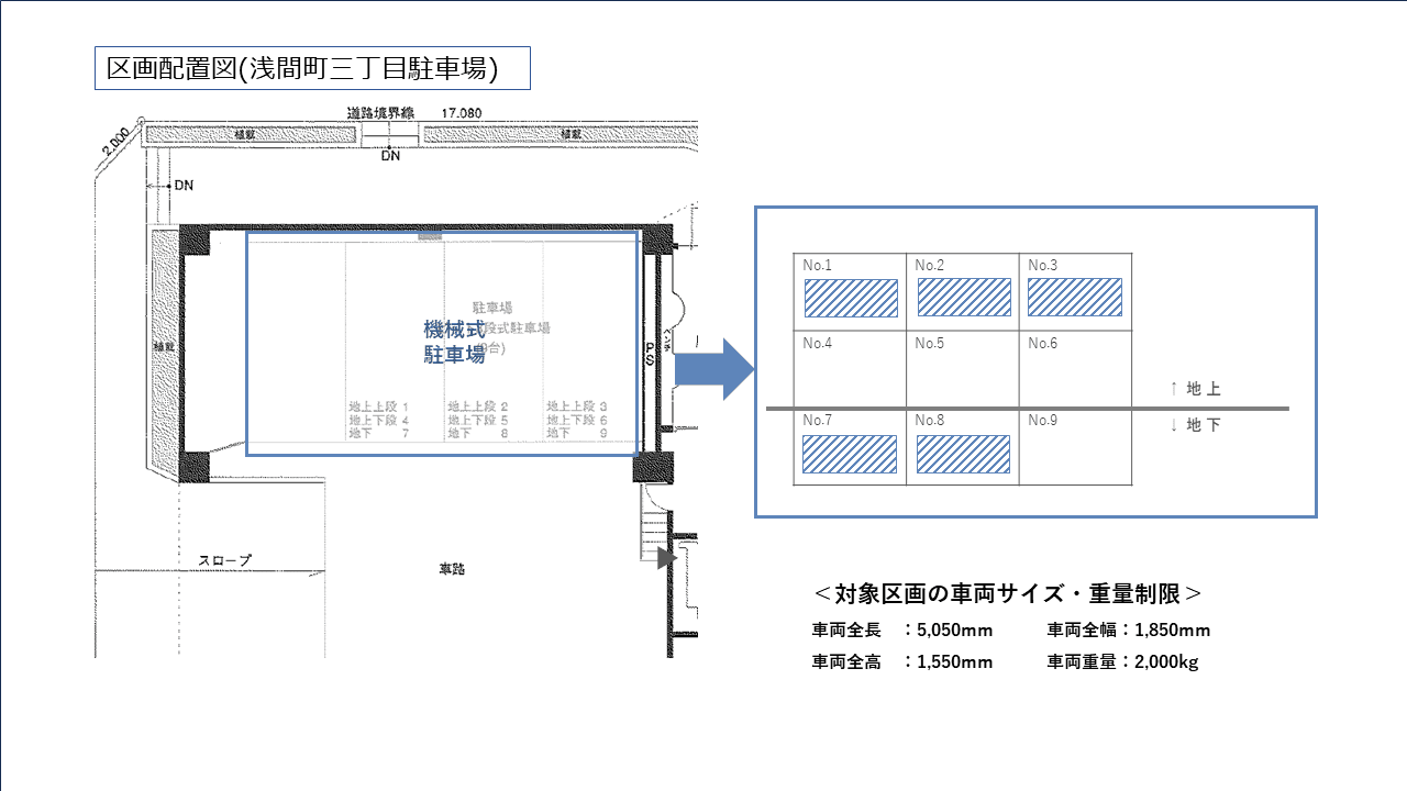 浅間町三丁目駐車場の駐車配置図