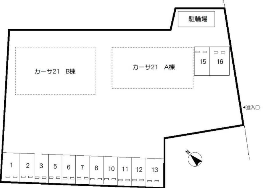 FKカーサ21駐車場の駐車配置図