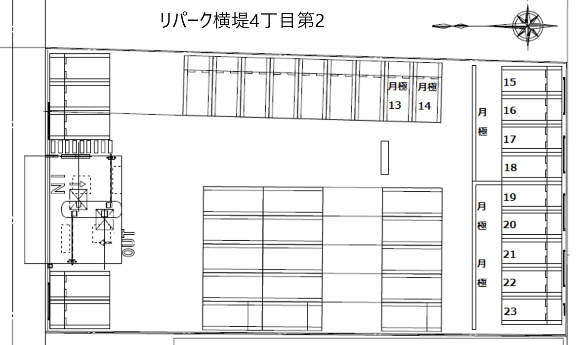 横堤４丁目第２の駐車配置図
