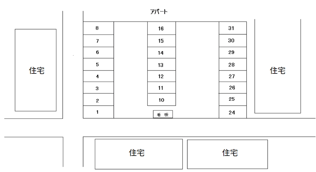 塩浜鹿野駐車場の駐車配置図