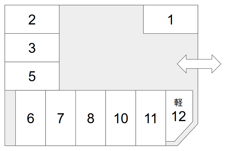 ｸﾞﾘｰﾝｶｰﾊﾟｰｸ藤原の駐車配置図