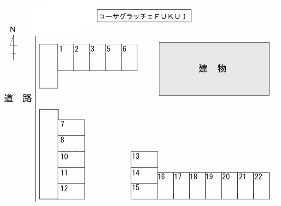 コーサグラッチェＦＵＫＵＩの駐車配置図