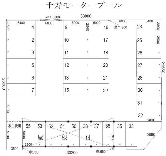 千寿モータープールの駐車配置図