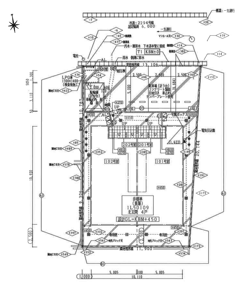 (仮)稲沢市松下一丁目借家の駐車配置図