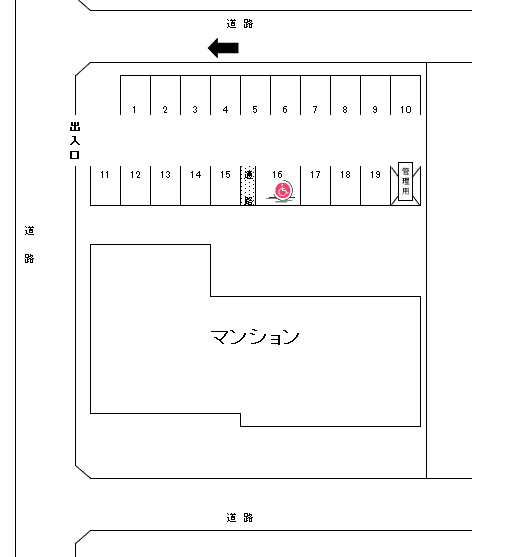 B-6 ﾗ･ｳﾞｨｴﾙｼﾞｭ広野貸駐車場の駐車配置図