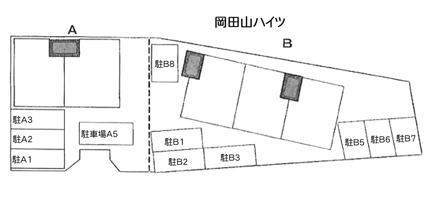 岡田山ハイツの駐車配置図
