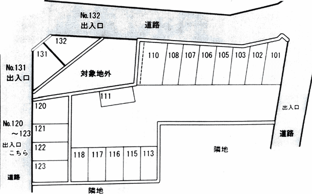 神台東駐車場の駐車配置図