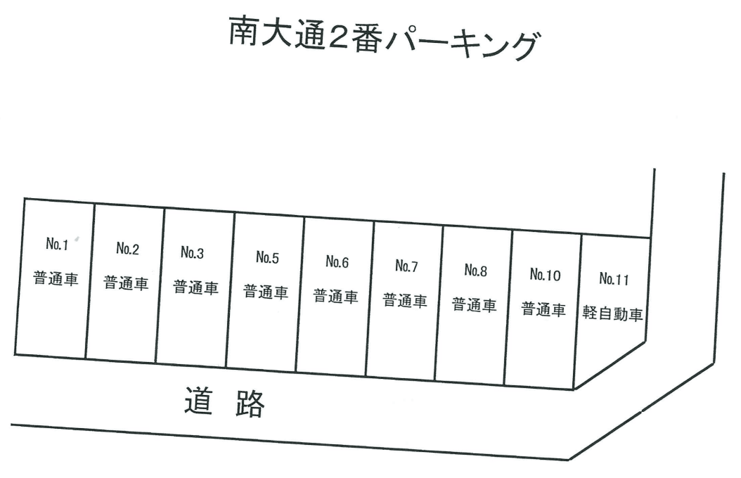 南大通２番パーキングの駐車配置図