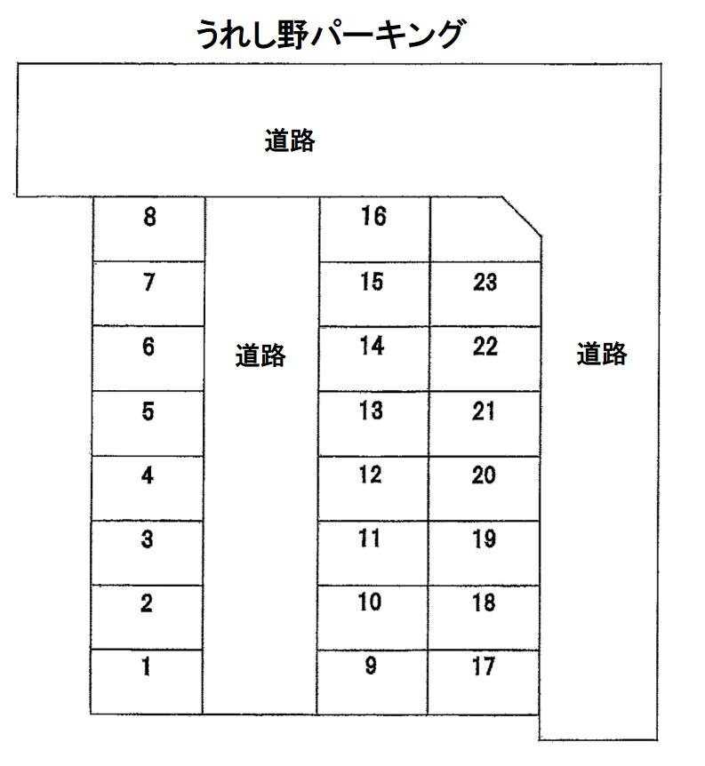 うれし野パーキングの駐車配置図