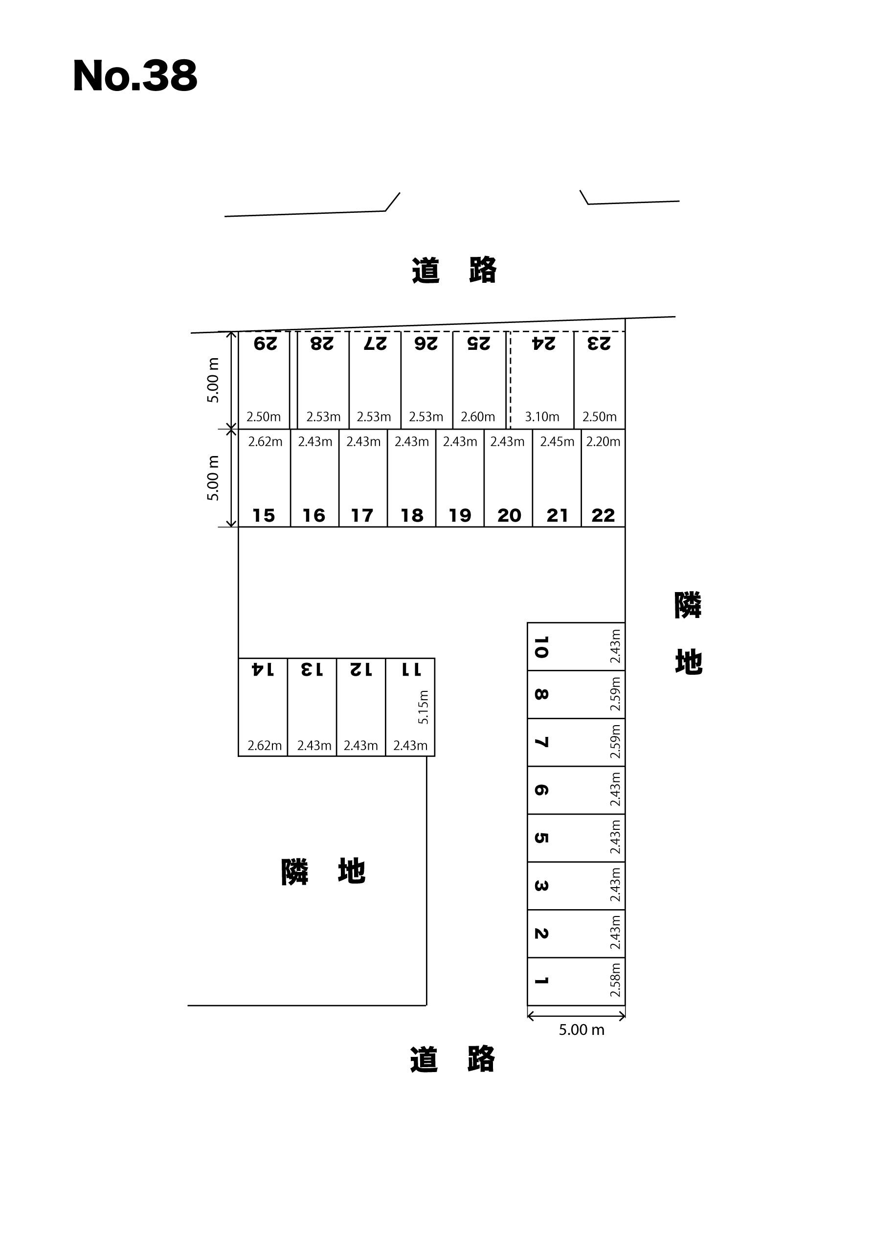 並木駐車場（No.38）の駐車配置図