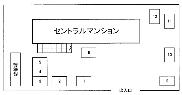 セントラルマンションの駐車配置図