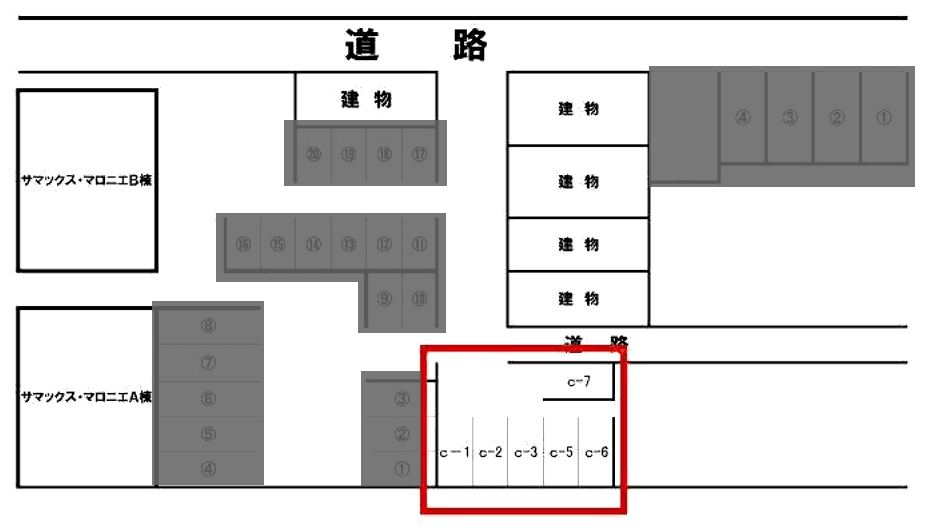 サマックス・マロニエ第２駐車場の駐車配置図