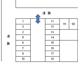 保木間谷古宇第2駐車場の駐車配置図