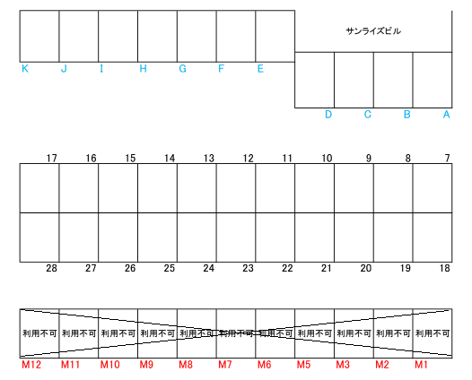 朝日町一区月極駐車場の駐車配置図