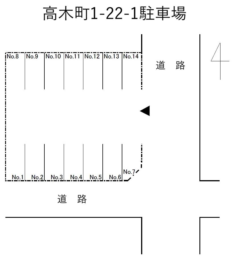 高木町1-22-1駐車場の駐車配置図