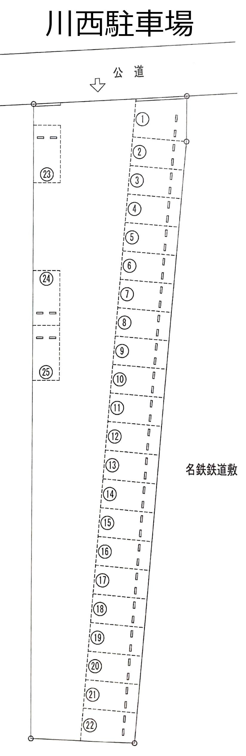 川西駐車場の駐車配置図