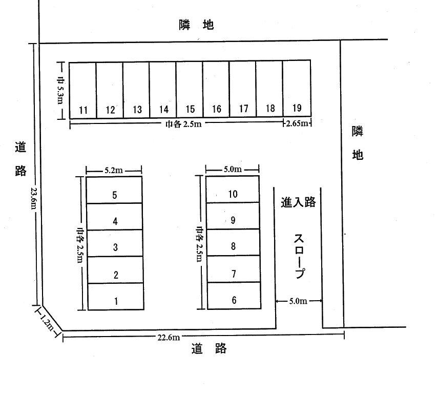小松ガレージの駐車配置図