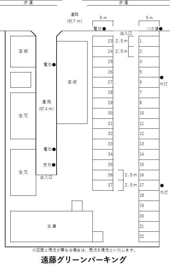 遠藤グリーンパーキングの駐車配置図