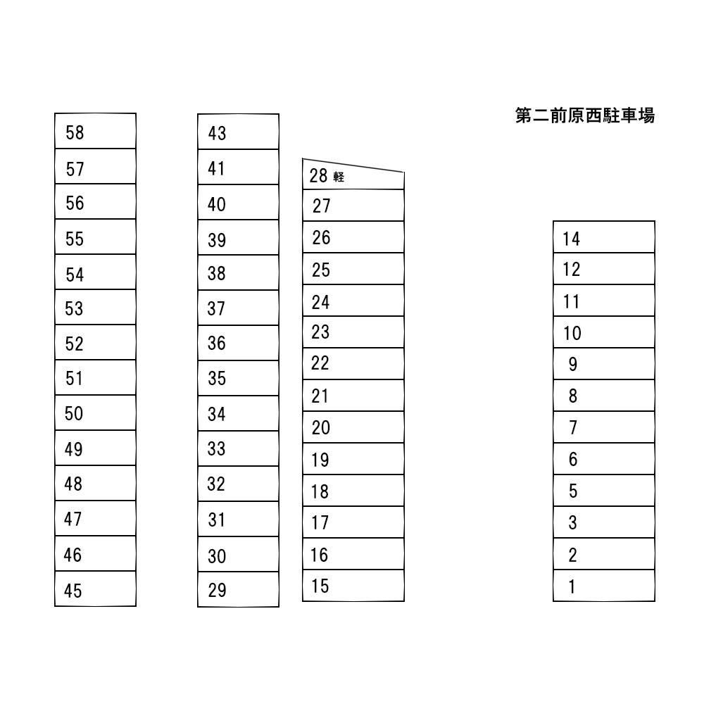 第２前原西駐車場の駐車配置図