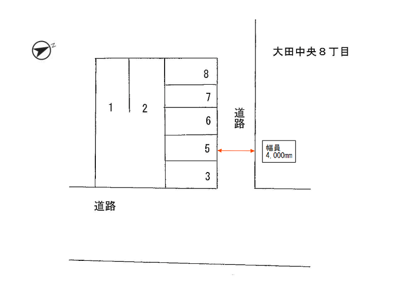 大田中央８丁目の駐車配置図
