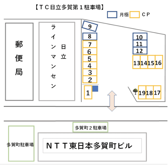 ＴＣ日立多賀第1駐車場の駐車配置図