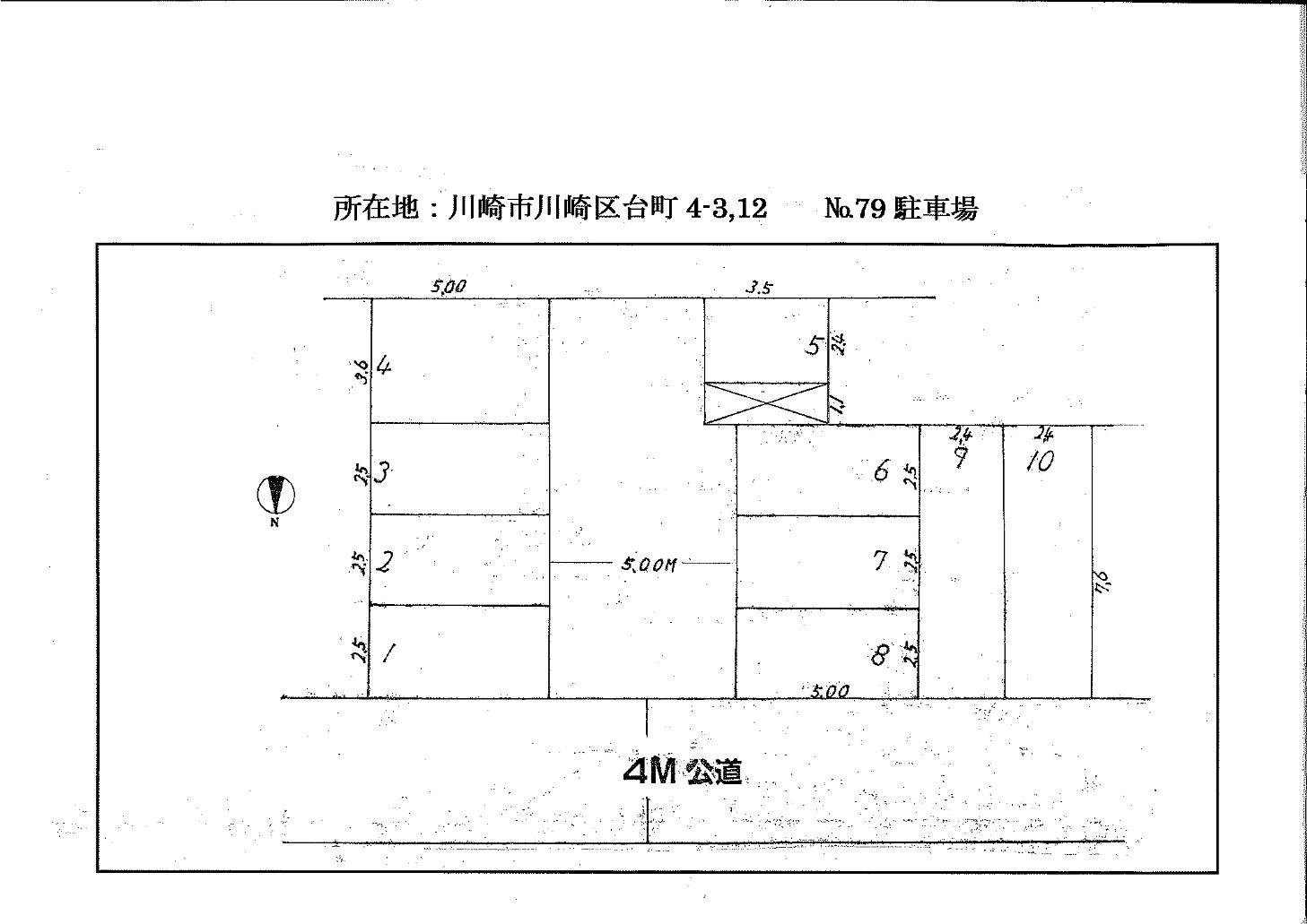 台町79駐車場の駐車配置図