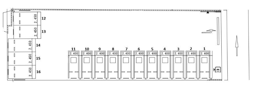 上町第2駐車場の駐車配置図